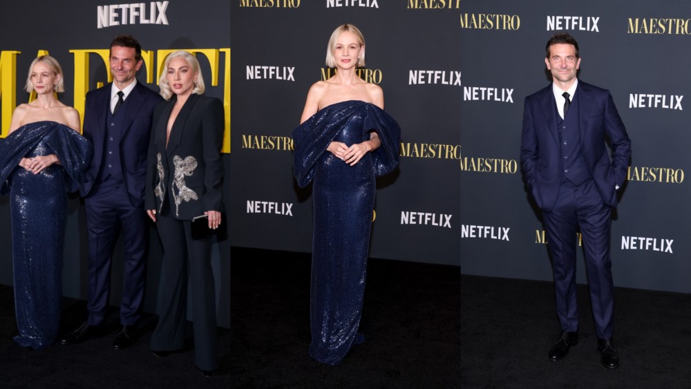 Lady Gaga, Alexander McQueen suit, Carey Mulligan, Celine gown, Bradley Cooper, Louis Vuitton suit, 'Maestro' special screening, Los Angeles, Dec. 12