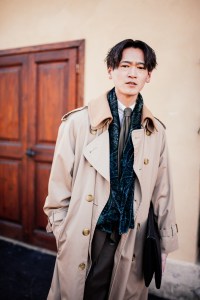 Street style at Pitti Uomo 105 in Florence, Italy.