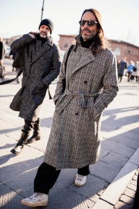 Street style at Pitti Uomo 105 in Florence, Italy.