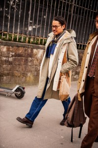Street style at Pitti Uomo 105 in Florence, Italy.