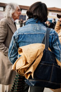 Street style at Pitti Uomo 105 in Florence, Italy.