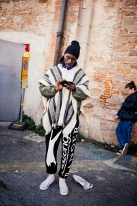 Street style at Pitti Uomo 105 in Florence, Italy.