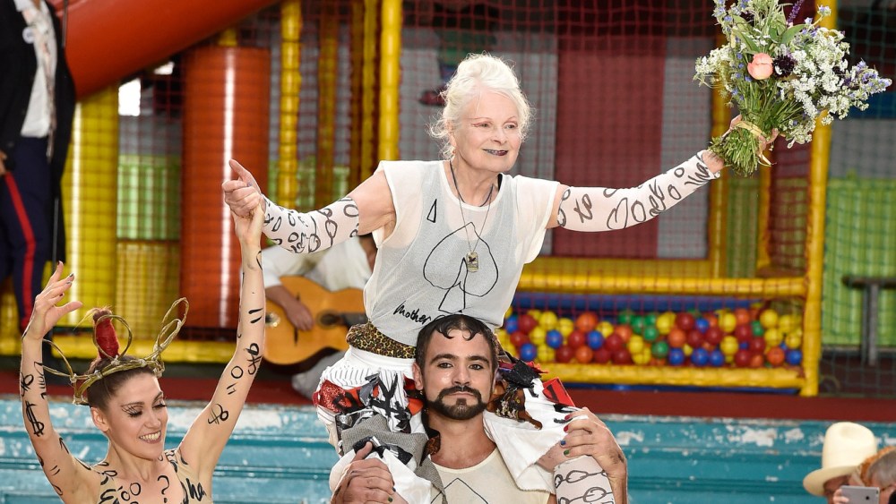 Vivienne Westwood and models on the catwalk in London