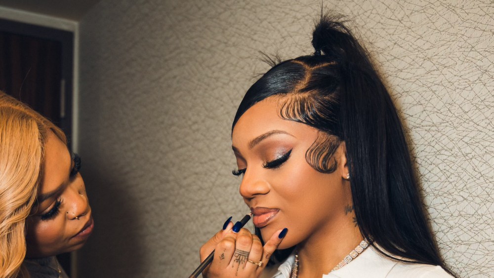 GloRilla gets ready for the Tommy Hilfiger fall 2024 show during NYFW