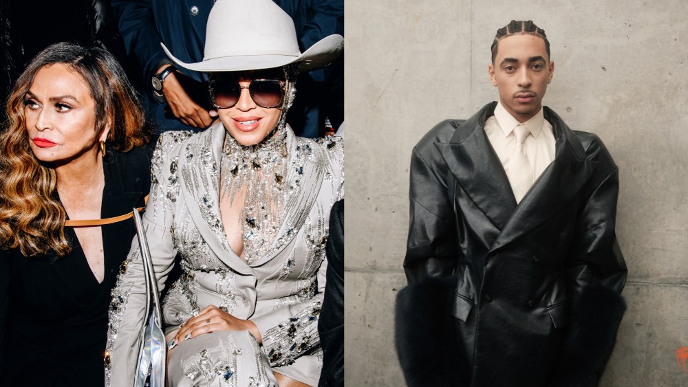 Tina Knowles and Beyoncé support solange knowles son Julez Knowles at Luar's fall 2024 fashion show.