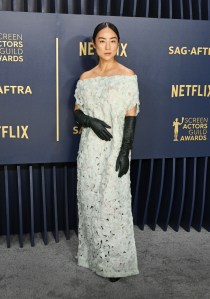 Greta Lee at the 30th Annual Screen Actors Guild Awards held at the Shrine Auditorium and Expo Hall on February 24, 2024 in Los Angeles, California.