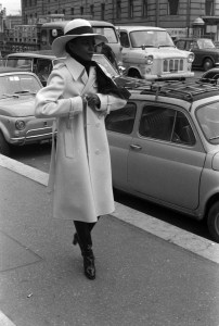 Singer Diana Ross walks the streets of Rome during filming of the movie Mahogony.