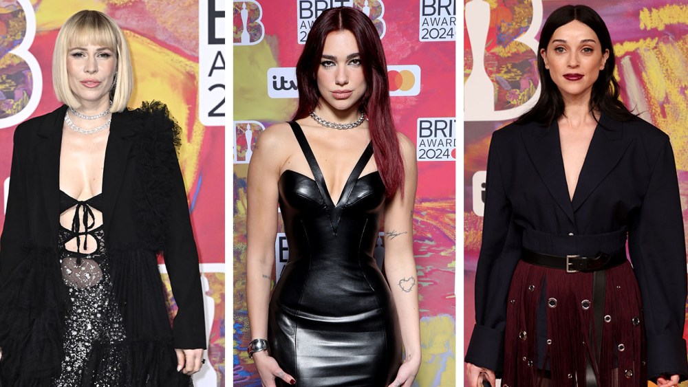natasha bedingfield, dua lipa, st. vincent, attends the BRIT Awards 2024 at The O2 Arena on March 02, 2024 in London, England. (Photo by Gareth Cattermole/Getty Images)