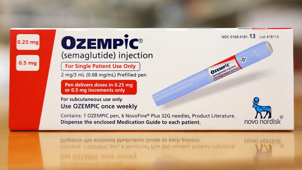 LOS ANGELES, CALIFORNIA - APRIL 17: In this photo illustration, a box of the diabetes drug Ozempic rests on a pharmacy counter on April 17, 2023 in Los Angeles, California. Ozempic was originally approved by the FDA to treat people with Type 2 diabetes- who risk serious health consequences without medication. In recent months, there has been a spike in demand for Ozempic, or semaglutide, due to its weight loss benefits, which has led to shortages. Some doctors prescribe Ozempic off-label to treat obesity. (Photo illustration by Mario Tama/Getty Images)
