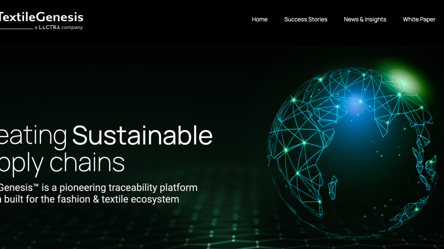 The TextileGenesis homepage.