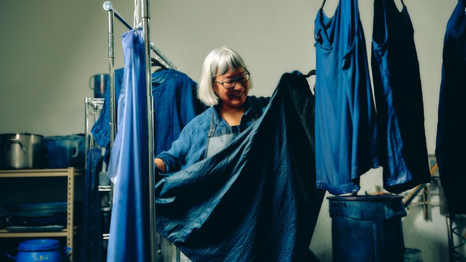 Eileen Fisher launched a collection of gently worn garments that have been overdyed with natural indigo by Botanical Colors.