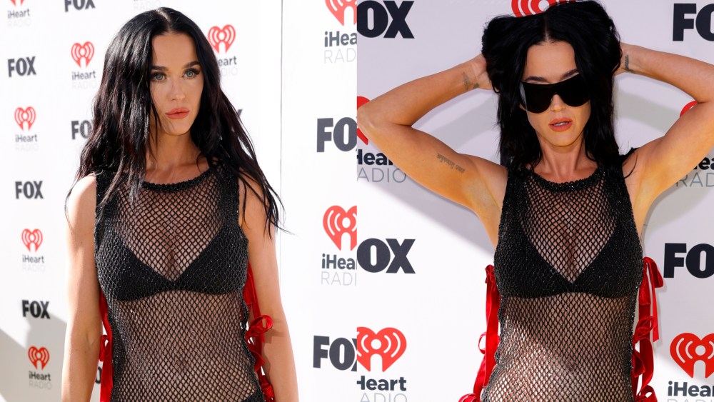 Katy Perry sheer look at the 2024 iHeartRadio Music Awards at Dolby Theatre on April 1 in Los Angeles.