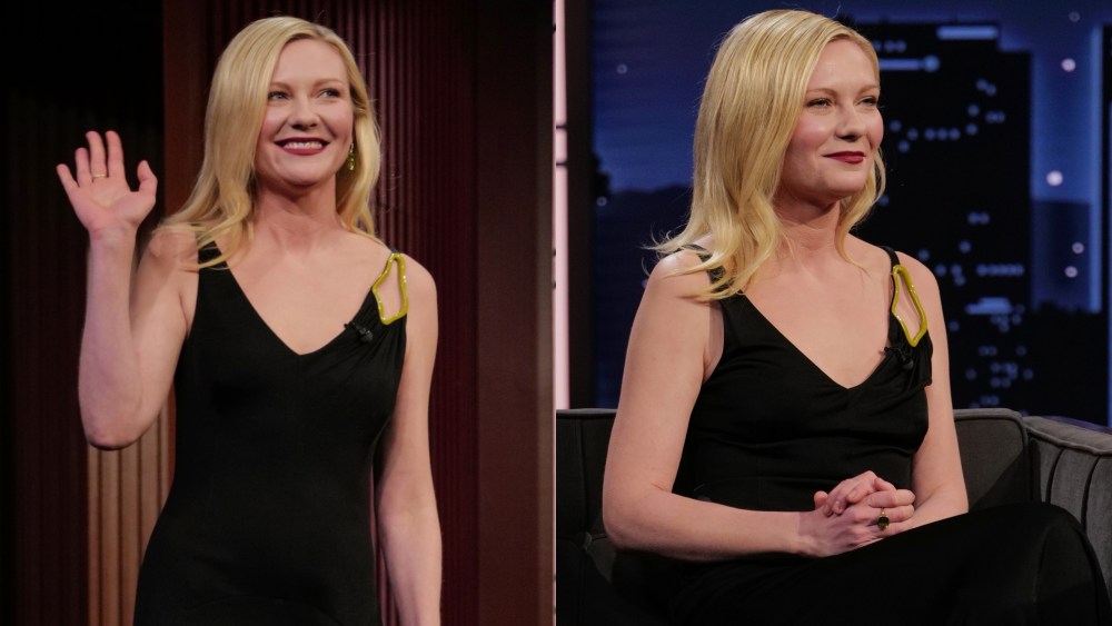 Kirsten Dunst wears lanvin dress, on "Jimmy Kimmel Live" on April 4.