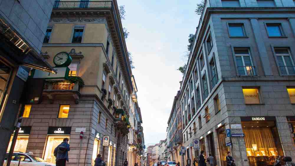 The Via Montenapoleone tony shopping thoroughfare.