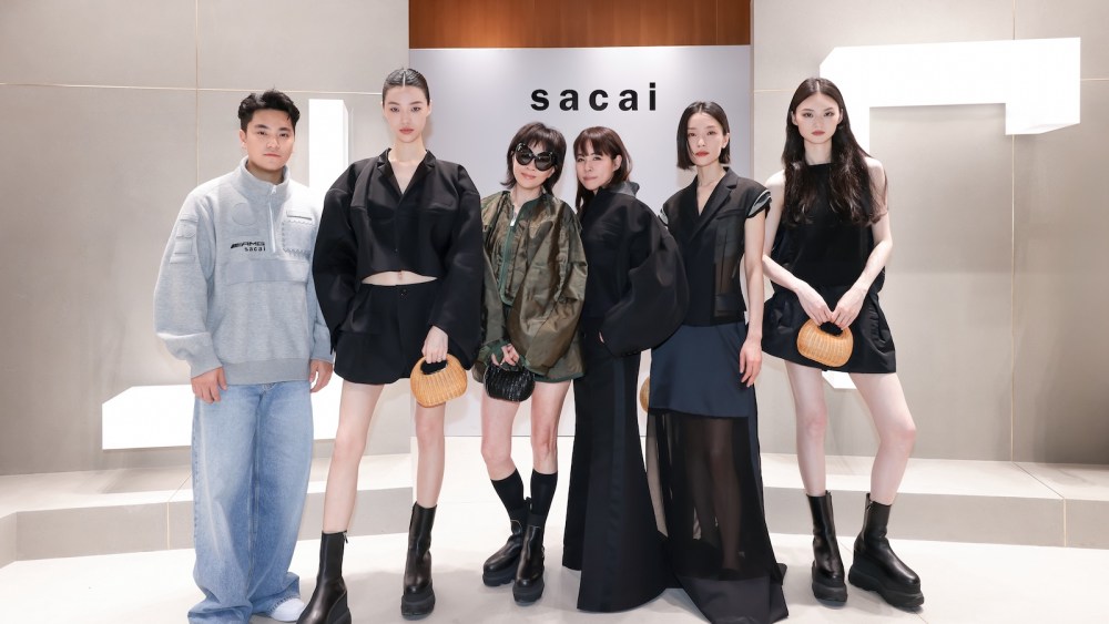 Oscar Wang, Tian Yi You, Carina Lau, Chitose Abe, Du Juan, and He Chong at the Sacai store in Plaza 66 Shanghai