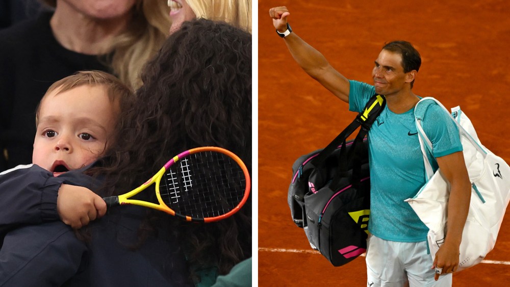 rafael nadal wife Maria Francisca Perelló, baby rafa, Maria Perello, wife of Rafael Nadal of Spain, looks on from the crowd with their baby after his loss to Alexander Zverev of Germany in the Men's Singles first round match on Day Two of the 2024 French Open at Roland Garros on May 27, 2024 in Paris, France. (Photo by Clive Brunskill/Getty Images), RM27-05, richard mille rafael nadal watch