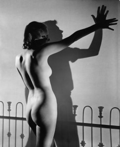 George Platt Lynes, Female nude with shadow of Paul Cadmus, c. 1941