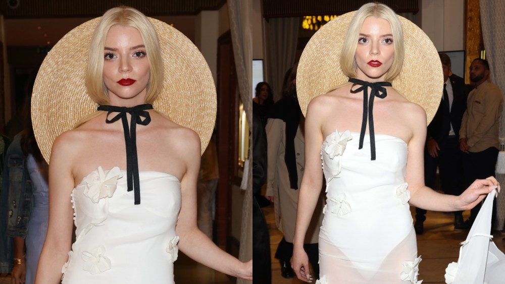 Anya Taylor-Joy during the Cannes Film Festival on May 14, Jacquemus, bridal, Furiosa, sheer skirt dress