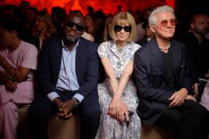 Edward Enninful and Anna Wintour at the Christian Dior Fall 2023 Couture Collection Runway Show on July 3, 2023 in Paris, France.