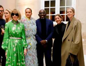 Anna Wintour, Natasha Poonawalla, Edward Enninful and guests at the Chevalier de l’Ordre des Arts et des Lettres Ceremony for Giambattista Valli hosted by Diana Widmaier Picasso and Anna Wintour at Musée National Picasso-Paris on September 29, 2023 in Paris, France.