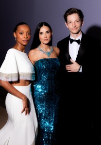 Sophie Wilde, Demi Moore and Mike Faist Trophée Chopard Cannes Film Festival