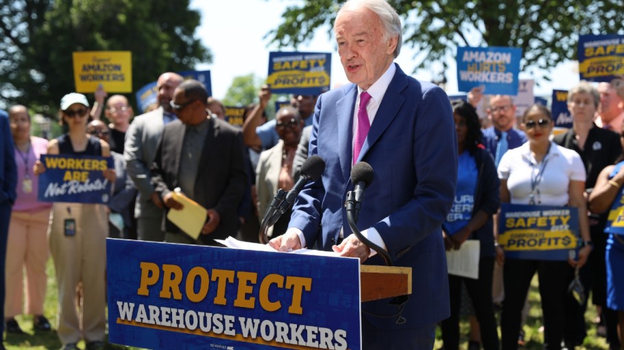 Senator Ed Markey (D-MA) introduced the Warehouse Worker Protection Act at a press conference.