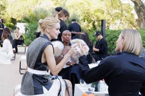 Stacy Martin and Cynthia Erivo front row at the Louis Vuitton Cruise 2025 show.