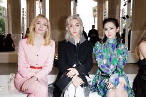 Sophie Turner, Felix and Liu Yifei front row at the Louis Vuitton Cruise 2025 show.