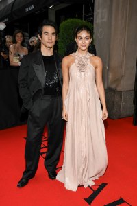 Joseph Altuzarra and Camila Mendes in Altuzarra at The Mark Hotel before the 2024 Met Gala