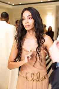 Zoe Saldana in Chloé at The Mark Hotel before the 2024 Met Gala