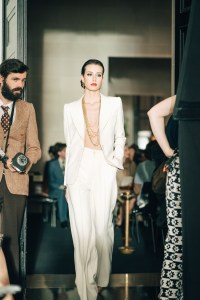 An Yves Saint Laurent runway scene in “Becoming Karl Lagerfeld”