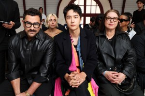 Dan Levy, Wang Yibo, and Pascale Lepoivre at the Loewe Spring 2025 Men’s show