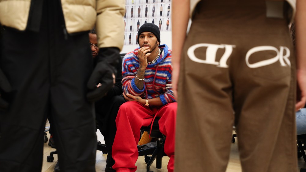 Lewis Hamilton during fittings at Dior