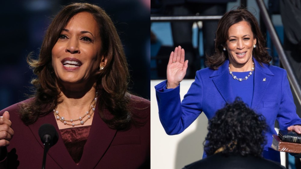 Kamala Harris in 2020 and 2021, pearl, jewelry, necklace, earrings, vice president