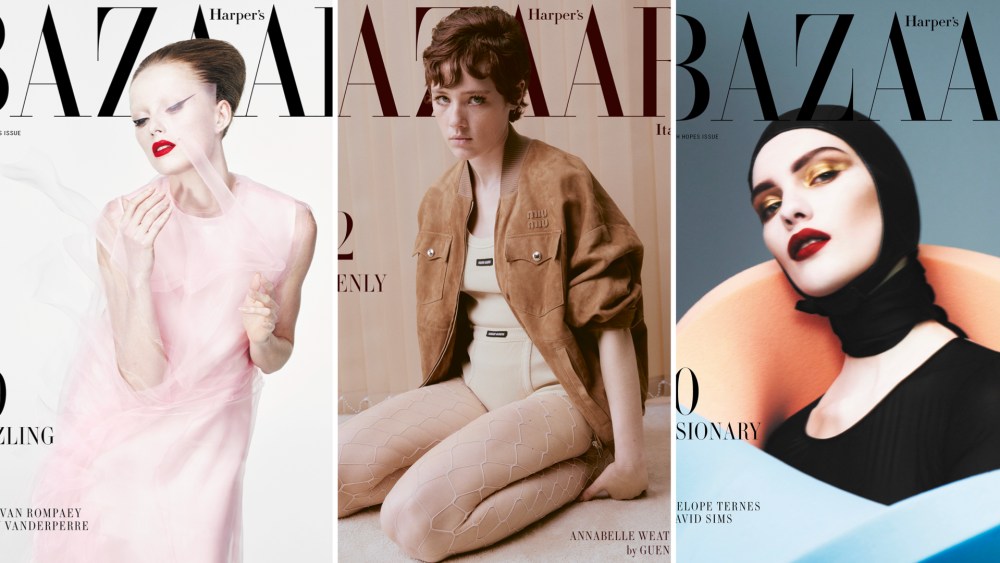 Three recent covers of Italy's Harper's Bazaar