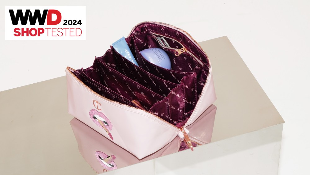 clear toiletry bag with gold zipper