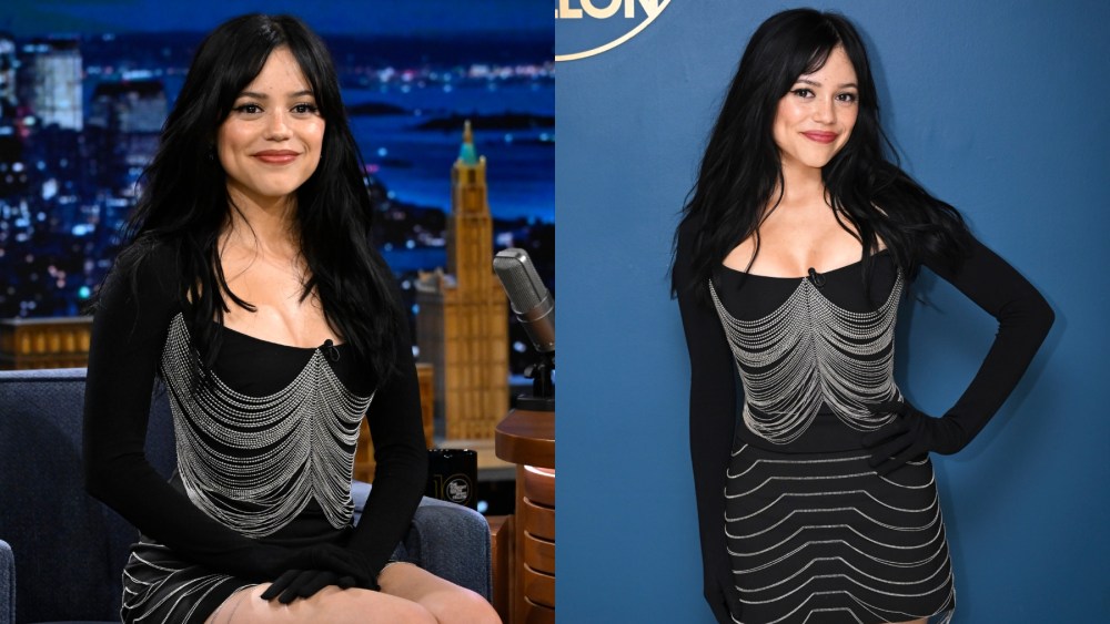 Jenna Ortega on "The Tonight Show" on Aug. 21 in New York, Dion Lee, chain corset