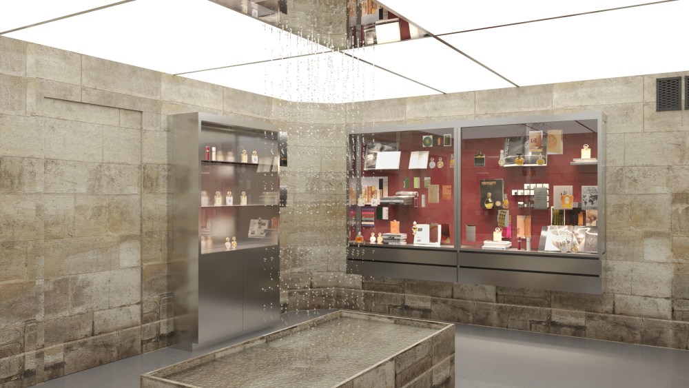 A rendering of Caron's Paris pop-up.