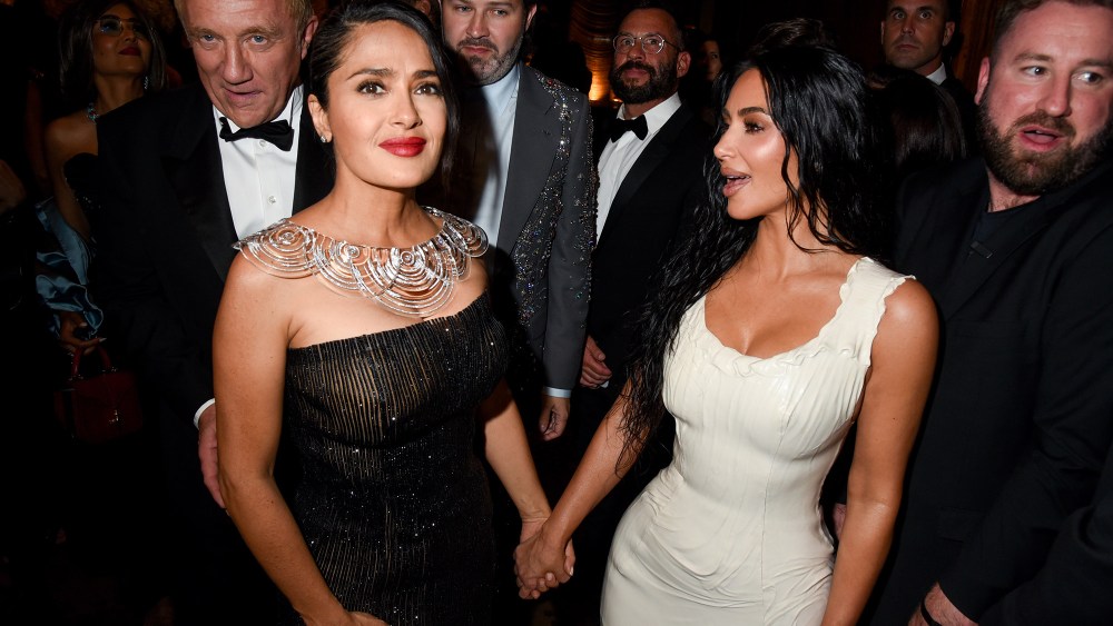 François-Henri Pinault, Salma Hayek and Kim Kardashian at the Kering Caring for Women Dinner during New York Ready to Wear Fashion Week held at The Pool on September 9, 2024 in New York, New York.