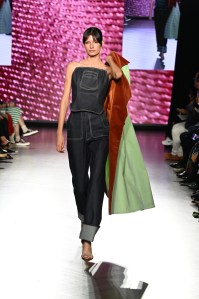 A model walks the runway for Emma Joan Foley during the 17th annual Supima Design Competition at The Prince George Ballroom on September 05, 2024 in New York City.