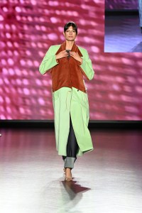 A model walks the runway for Emma Joan Foley during the 17th annual Supima Design Competition at The Prince George Ballroom on September 05, 2024 in New York City.