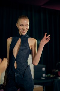 Backstage at Mugler Spring 2025 Ready-to-Wear Collection at Paris Fashion Week