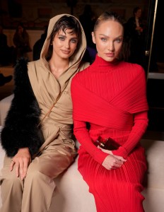 Taylor Hill and Candice Swanepoel at the Balmain Spring 2025 ready-to-Wear show