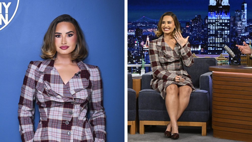 Demi Lovato interviewed by Jimmy Fallon for "The Tonight Show" in New York City on Sept. 19, engagement ring