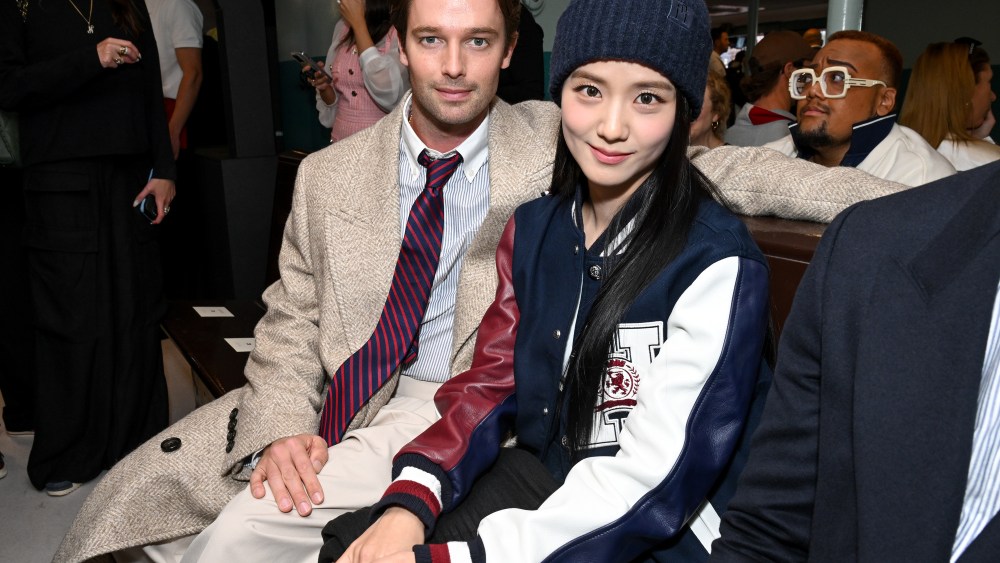 Patrick Schwarzenegger and Jisoo at the Tommy Hilfiger Spring 2025 Ready-to-Wear show.