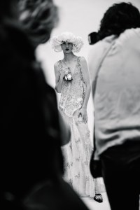 Backstage at the Palomo Spain spring 2025 ready-to-wear show at New York Fashion Week.