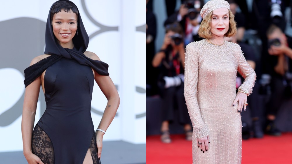 taylor russell, loewe, isabelle huppert, armani prive, venice film festival 2024, red carpet, queer premiere