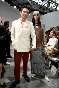 Ed Westwick and Amy Jackson at the Rabanne Spring 2025 ready-to-wear show