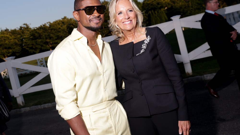 Usher and First Lady Jill Biden at Ralph Lauren spring 2025 as part of New York Fashion Week on Sept. 5 in East Hampton, N.Y.