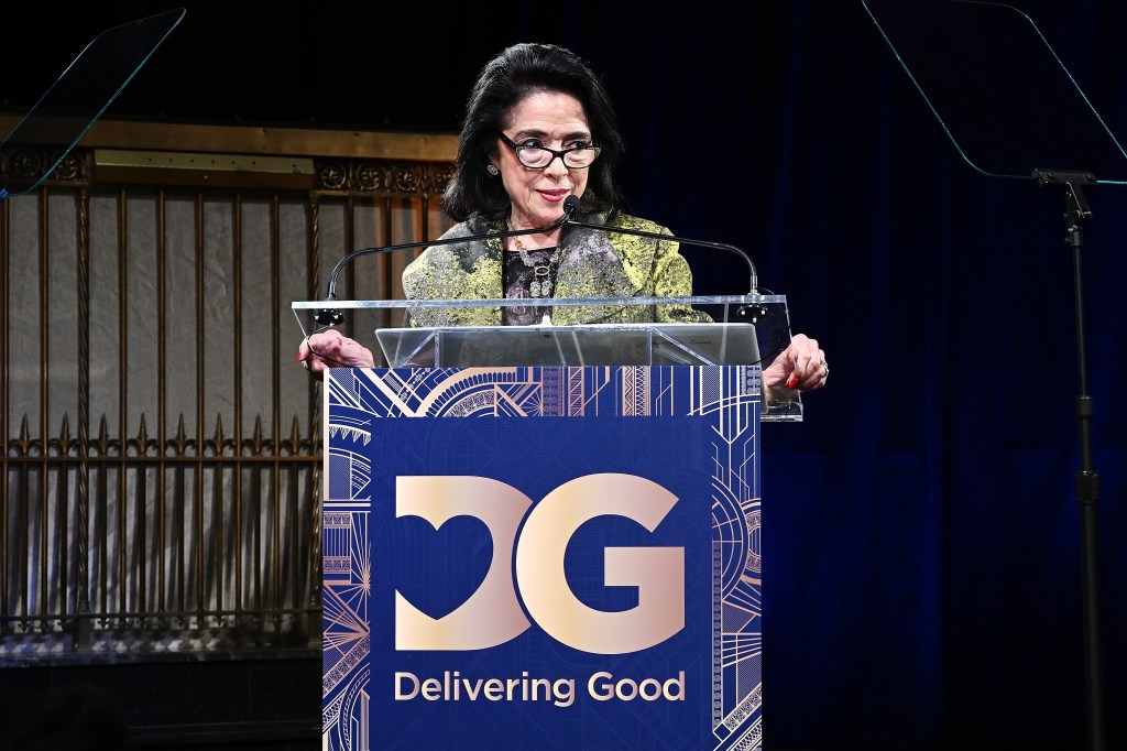 NEW YORK, NEW YORK - OCTOBER 29: Joyce F. Brown speaks onstage during the 2024 Evening of Delivering Good at Gotham Hall on October 29, 2024 in New York City. (Photo by Slaven Vlasic/Getty Images for Delivering Good)